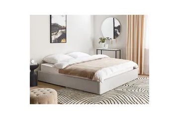 Dubbelsäng Beliani Dinan med lamellram Beige, 160x200 cm Grey 180x200 - Møbler - Senger - Sengeramme & sengestamme