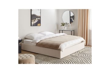 Dubbelsäng Beliani Dinan med lamellram Beige, 160x200 cm White 180x200 - Møbler - Senger - Sengeramme & sengestamme