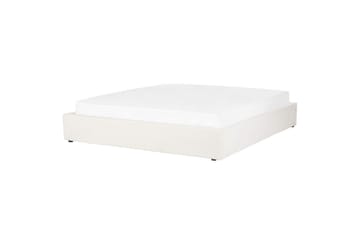 Dubbelsäng Beliani Dinan med lamellram Beige, 160x200 cm White 180x200 - Møbler - Senger - Sengeramme & sengestamme