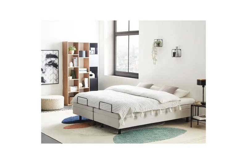 Dubbelsäng Beliani Duke II Beige-Svart, 160x200 cm Beige 160x200 - Møbler - Senger - Dobbeltsenger