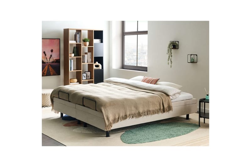 Dubbelsäng Beliani Duke II Beige-Svart, 160x200 cm Beige 180x200 - Møbler - Senger - Dobbeltsenger