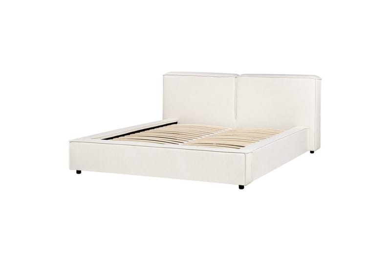 Dubbelsäng Beliani Linards med lamellram Brun-Svart, 160x200 cm White 160x200 VALUE_MISSING_3 - Møbler - Senger - Sengeramme & sengestamme