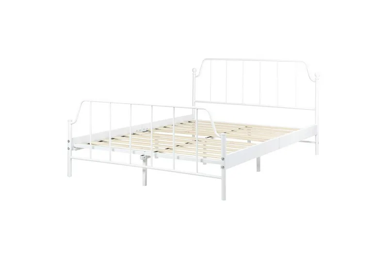 Dubbelsäng Beliani Mauressac med lamellram Svart, 140x200 cm White 140x200 - Møbler - Senger - Sengeramme & sengestamme