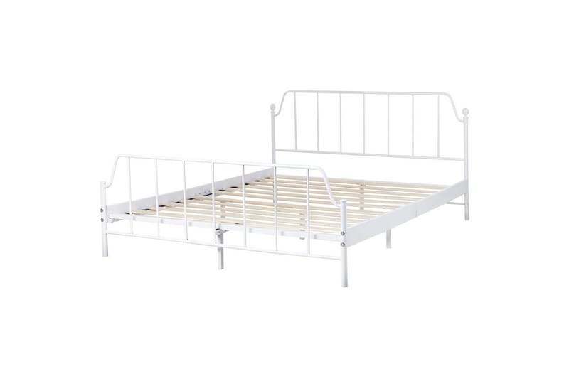 Dubbelsäng Beliani Mauressac med lamellram Svart, 140x200 cm White 160x200 - Møbler - Senger - Sengeramme & sengestamme
