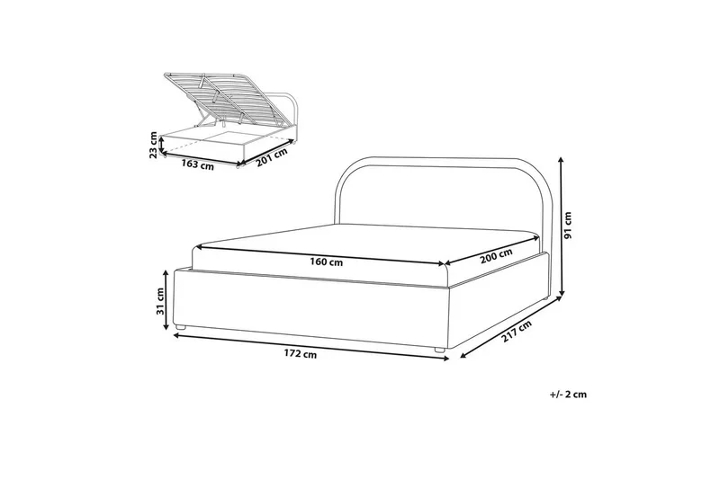 Dubbelsäng Beliani Quillien med förvaring 140x200 cm 160x200 - Møbler - Senger - Seng med oppbevaring