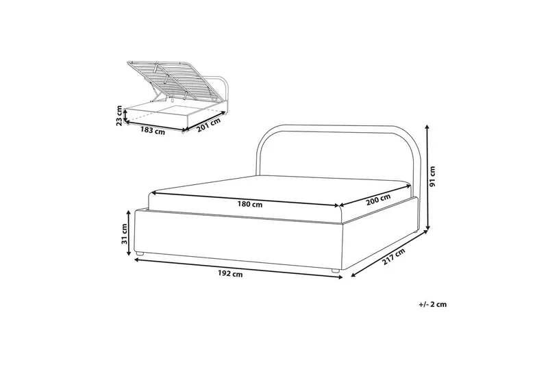 Dubbelsäng Beliani Quillien med förvaring 140x200 cm 180x200 - Møbler - Senger - Seng med oppbevaring