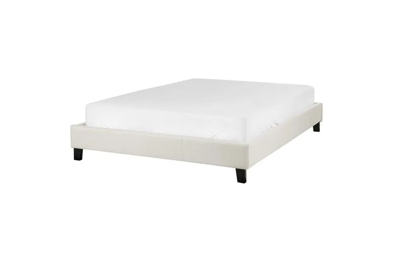 Dubbelsäng Beliani Roanne med lamellram Beige-Mörkt Trä, 140x200 cm, Bouclé Beige 140x200 VALUE_MISSING_1, undefined