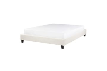 Dubbelsäng Beliani Roanne med lamellram Beige-Mörkt Trä, 140x200 cm, Bouclé Beige 140x200 VALUE_MISSING_2 - Møbler - Senger - Dobbeltsenger