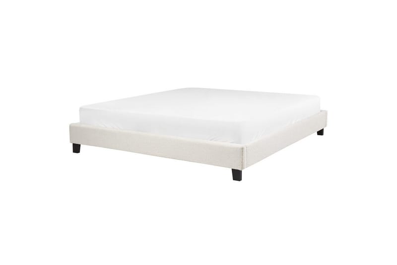 Dubbelsäng Beliani Roanne med lamellram Beige-Mörkt Trä, 140x200 cm, Bouclé Beige 180x200 VALUE_MISSING_6 - Møbler - Senger - Dobbeltsenger