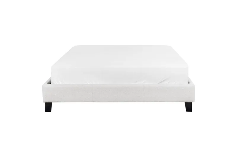 Dubbelsäng Beliani Roanne med lamellram Beige-Mörkt Trä, 140x200 cm, Bouclé Grey 140x200 VALUE_MISSING_5 - Møbler - Senger - Dobbeltsenger