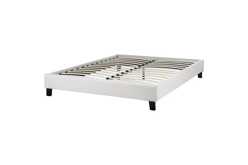 Dubbelsäng Beliani Roanne med lamellram Beige-Mörkt Trä, 140x200 cm, Bouclé Grey 140x200 VALUE_MISSING_5 - Møbler - Senger - Dobbeltsenger