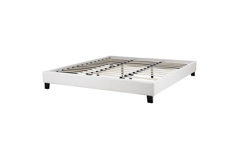 Dubbelsäng Beliani Roanne med lamellram Beige-Mörkt Trä, 140x200 cm, Bouclé Grey 180x200 VALUE_MISSING_3 - Møbler - Senger - Dobbeltsenger