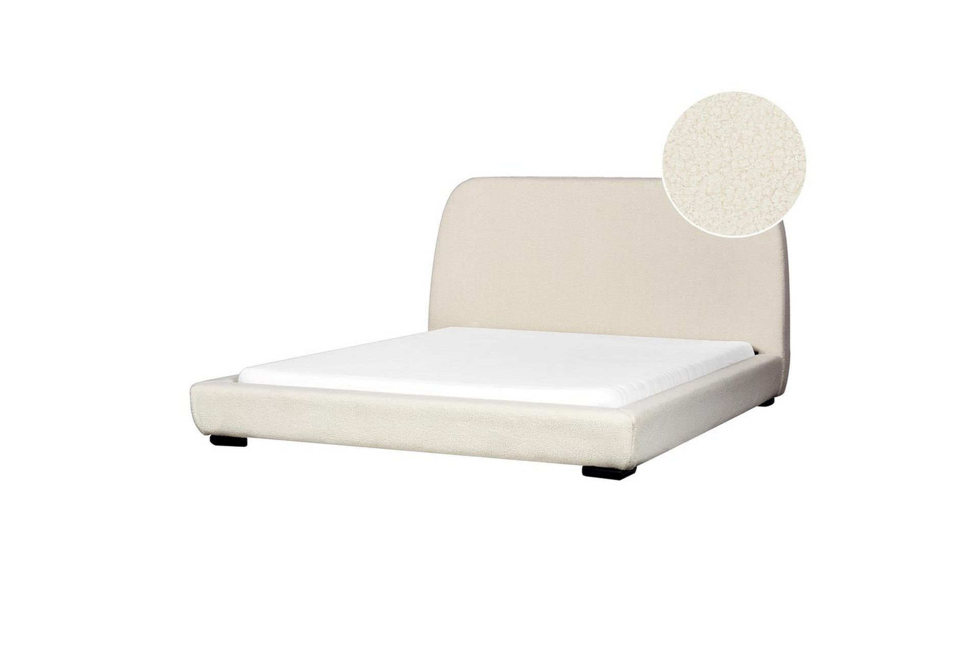 Dubbelsäng Beliani Roisel med lamellram 160x200, Bouclé Beige 160x200 VALUE_MISSING_4 -
