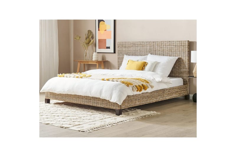 Dubbelsäng Beliani Salbris med lamellram 140x200 cm 180x200 - Møbler - Senger - Sengeramme & sengestamme