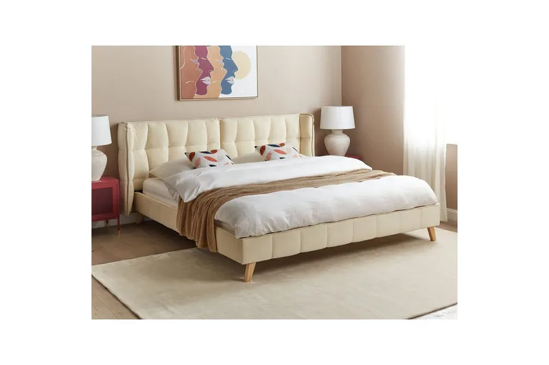 Dubbelsäng Beliani Senlis med lamellram 160x200 cm 180x200 - Møbler - Senger - Sengeramme & sengestamme