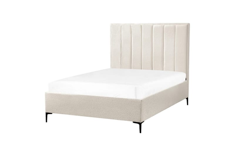 Dubbelsäng Beliani Sezanne med förvaring Beige-Grå-Svart, 140x200 cm White 140x200 - Møbler - Senger - Sengeramme & sengestamme