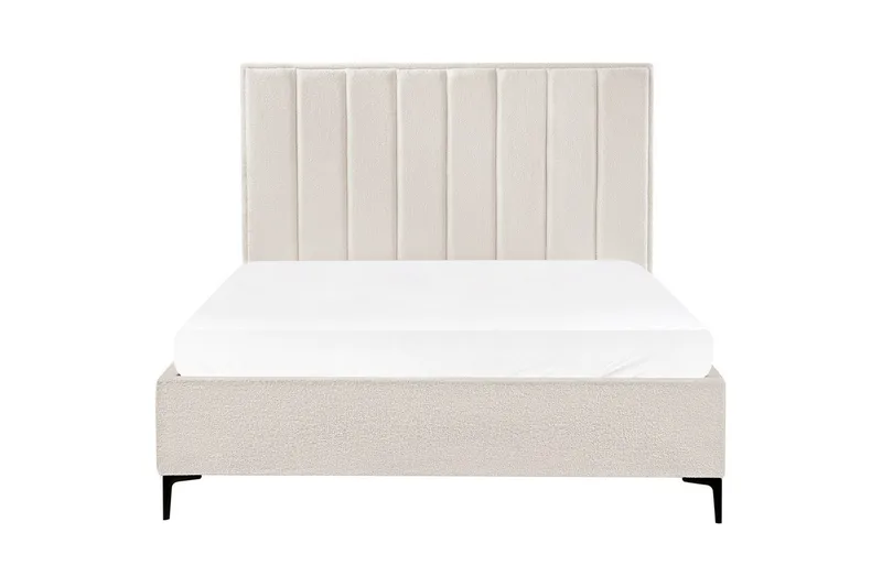 Dubbelsäng Beliani Sezanne med förvaring Beige-Grå-Svart, 140x200 cm White 160x200 - Møbler - Senger - Sengeramme & sengestamme