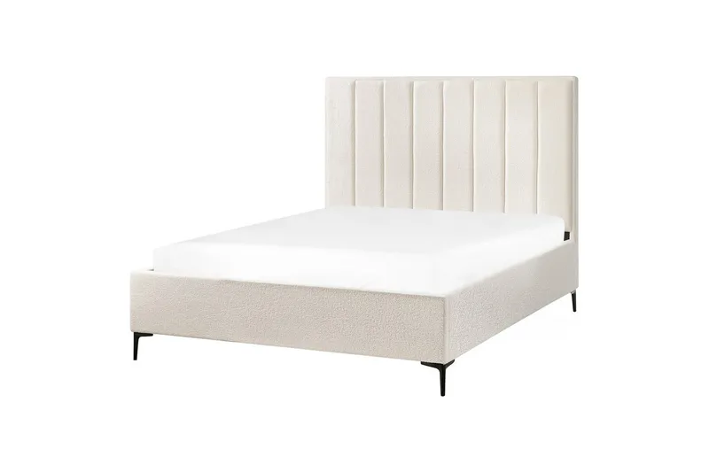 Dubbelsäng Beliani Sezanne med förvaring Beige-Grå-Svart, 140x200 cm White 160x200 - Møbler - Senger - Sengeramme & sengestamme