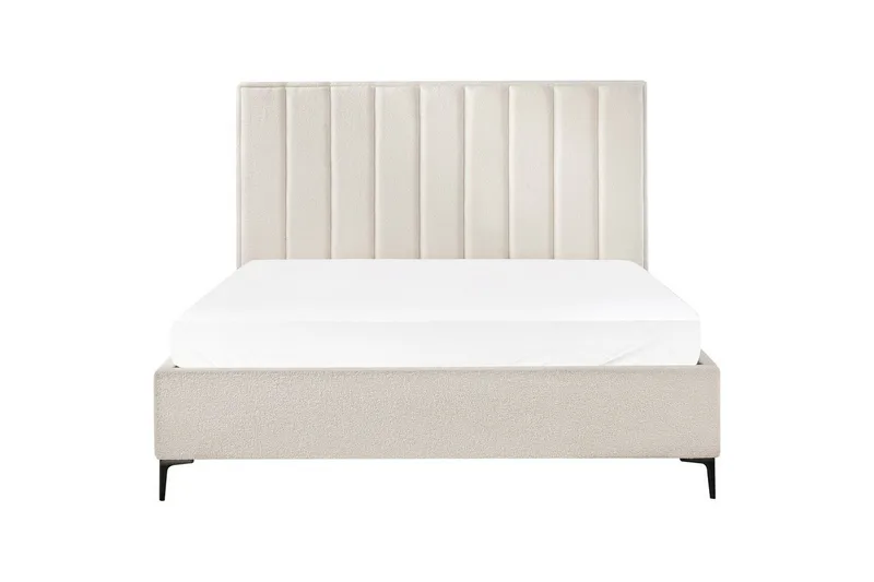 Dubbelsäng Beliani Sezanne med förvaring Beige-Grå-Svart, 140x200 cm White 180x200 - Møbler - Senger - Sengeramme & sengestamme