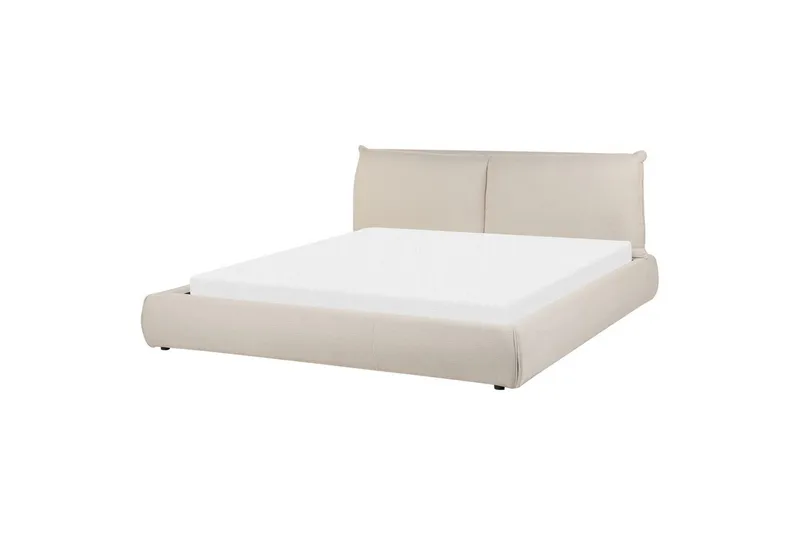 Dubbelsäng Beliani Vinay med lamellram Beige, 160x200 cm Beige 180x200, undefined