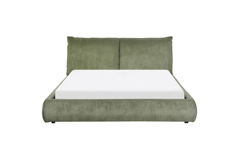 Dubbelsäng Beliani Vinay med lamellram Beige, 160x200 cm Green 160x200 - Møbler - Senger - Dobbeltsenger