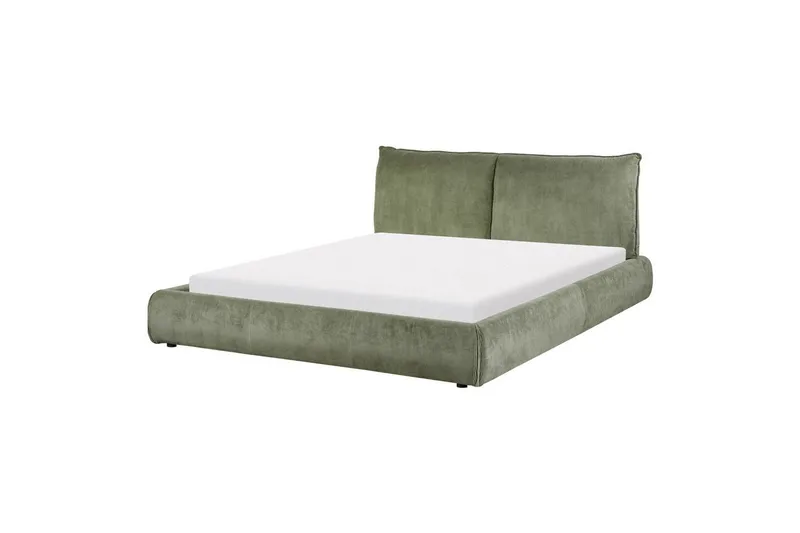 Dubbelsäng Beliani Vinay med lamellram Beige, 160x200 cm Green 160x200 - Møbler - Senger - Dobbeltsenger