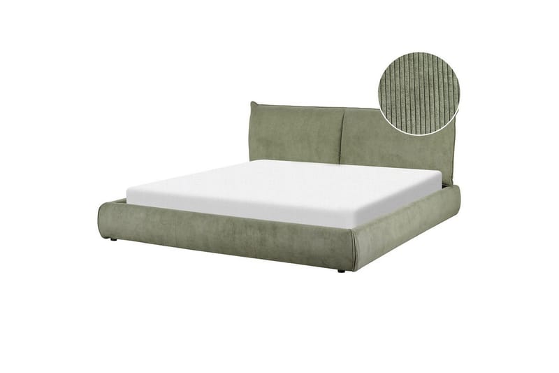 Dubbelsäng Beliani Vinay med lamellram Beige, 160x200 cm Green 180x200 - Møbler - Senger - Dobbeltsenger