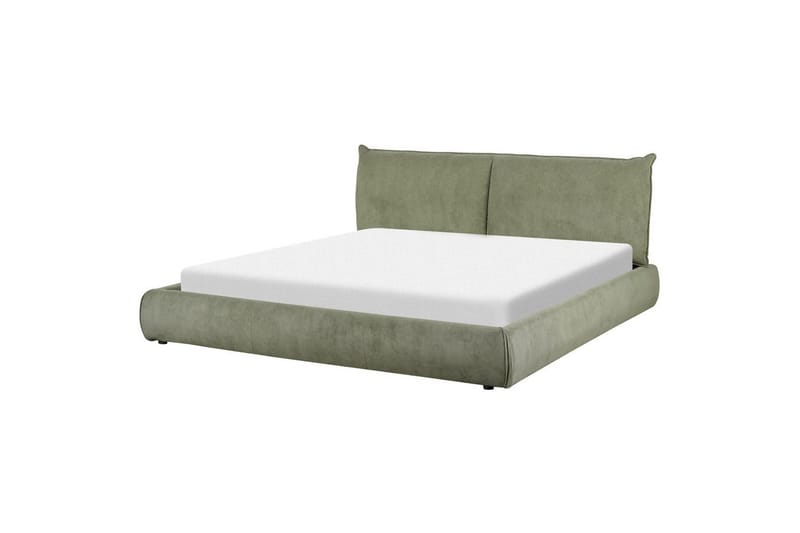 Dubbelsäng Beliani Vinay med lamellram Beige, 160x200 cm Green 180x200 - Møbler - Senger - Dobbeltsenger