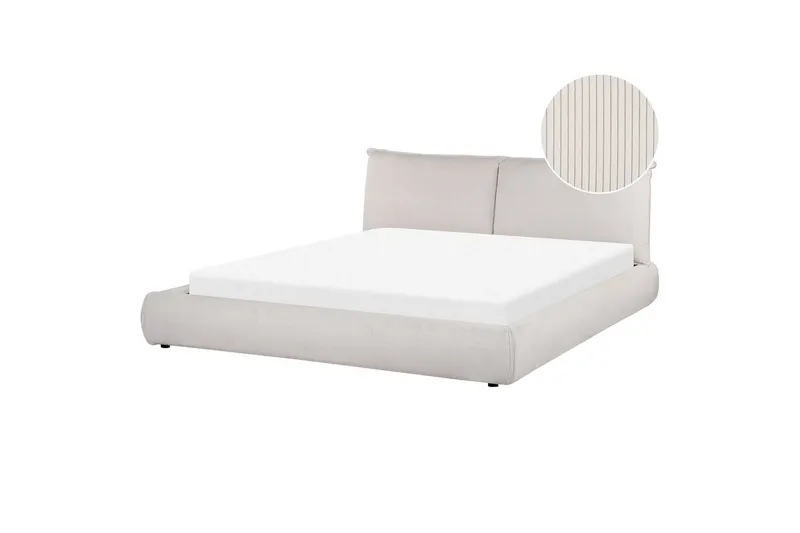 Dubbelsäng Beliani Vinay med lamellram Beige, 160x200 cm Ljusbeige 180x200 - Møbler - Senger - Sengeramme & sengestamme