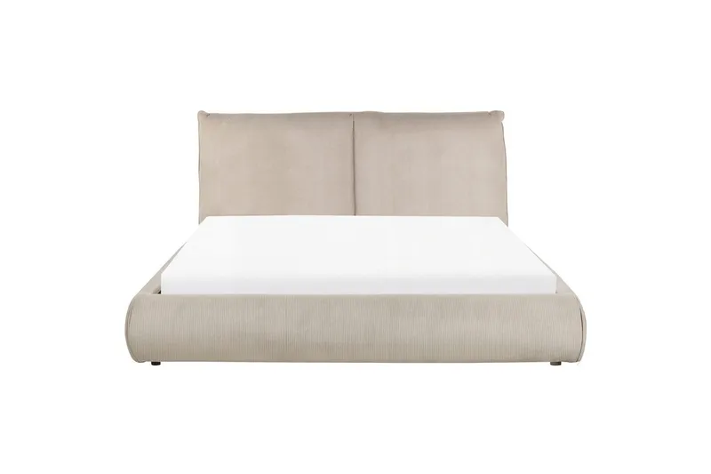 Dubbelsäng Beliani Vinay med lamellram Beige, 160x200 cm Taupe 160x200 - Møbler - Senger - Dobbeltsenger