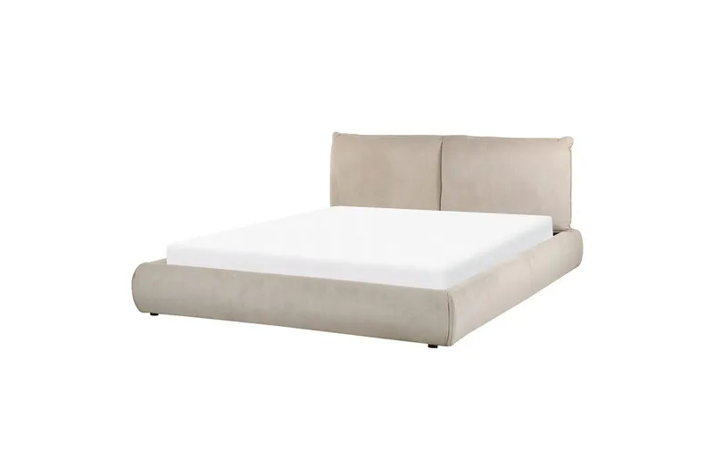 Dubbelsäng Beliani Vinay med lamellram Beige, 160x200 cm Taupe 160x200 - Møbler - Senger - Dobbeltsenger