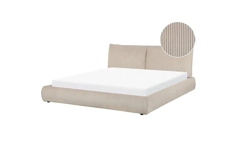 Dubbelsäng Beliani Vinay med lamellram Beige, 160x200 cm Taupe 180x200 - Møbler - Senger - Dobbeltsenger