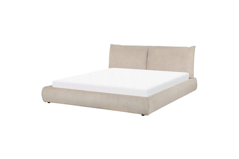 Dubbelsäng Beliani Vinay med lamellram Beige, 160x200 cm Taupe 180x200 - Møbler - Senger - Dobbeltsenger