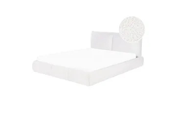 Dubbelsäng Beliani Vinay med lamellram Beige, 160x200 cm White 160x200