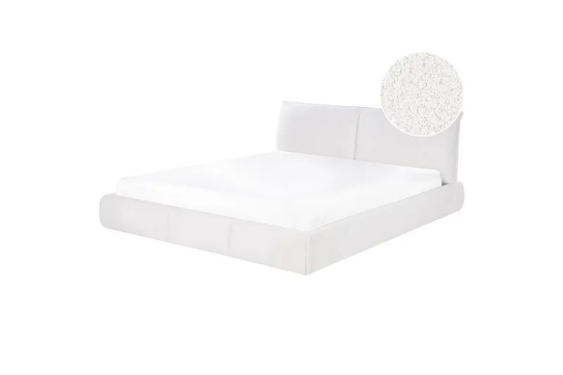 Dubbelsäng Beliani Vinay med lamellram Beige, 160x200 cm White 180x200 - Møbler - Senger - Dobbeltsenger