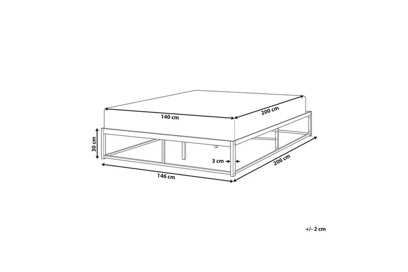 Dubbelsäng Beliani Viry med lamellram Svart, 140x200 cm Black 140x200 - Møbler - Senger - Sengeramme & sengestamme