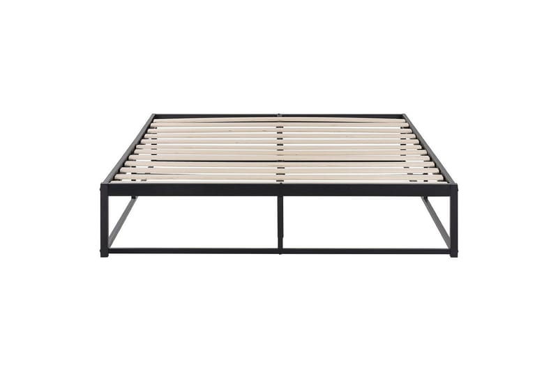 Dubbelsäng Beliani Viry med lamellram Svart, 140x200 cm Black 140x200 - Møbler - Senger - Sengeramme & sengestamme