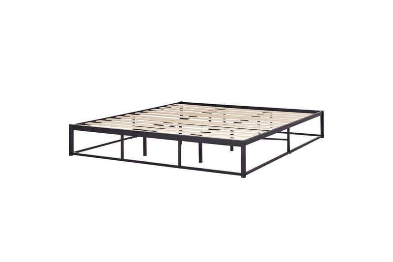 Dubbelsäng Beliani Viry med lamellram Svart, 140x200 cm Black 180x200 - Møbler - Senger - Sengeramme & sengestamme