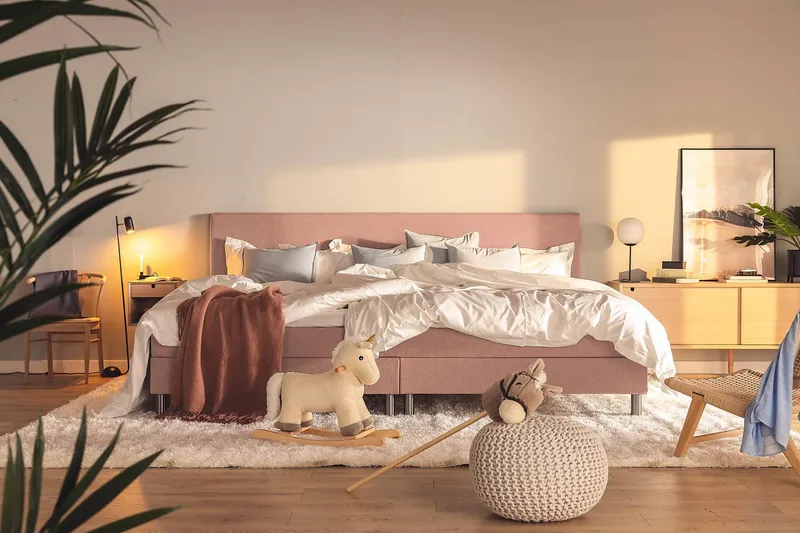 Ella Familieseng Sengepakke 280x200 cm - (+Flere valg) Rosa - Møbler - Senger - Komplett sengepakke