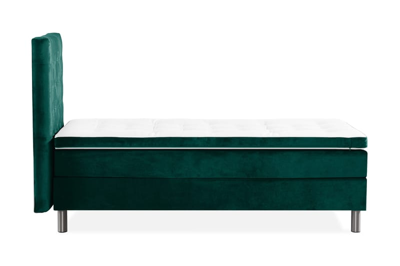 Ella sengepakke 90 x 200 cm med rutete sengegavl - Mørkegrønn/Fløyel - Møbler - Senger - Komplett sengepakke