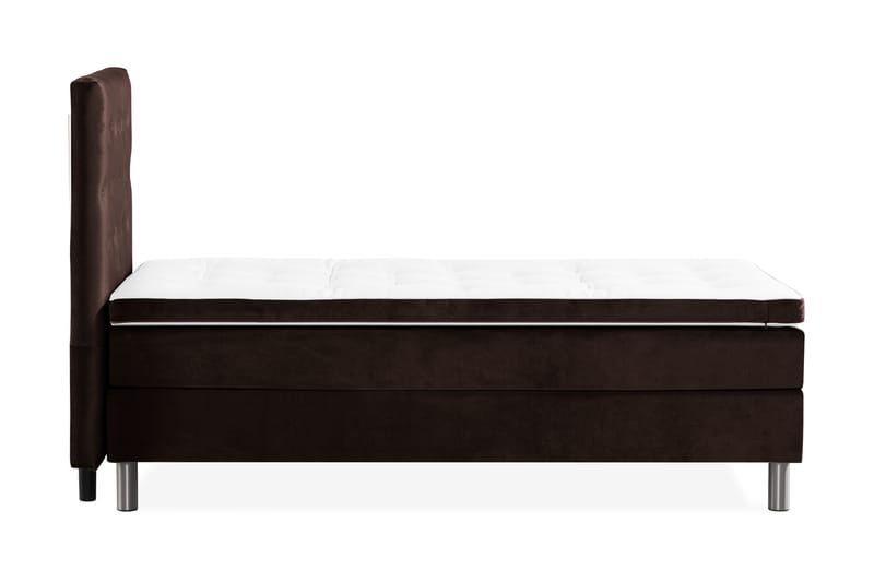 Ella sengepakke 90 x 200 cm med sengegavl med knapper - Brun/Fløyel - Møbler - Senger - Komplett sengepakke