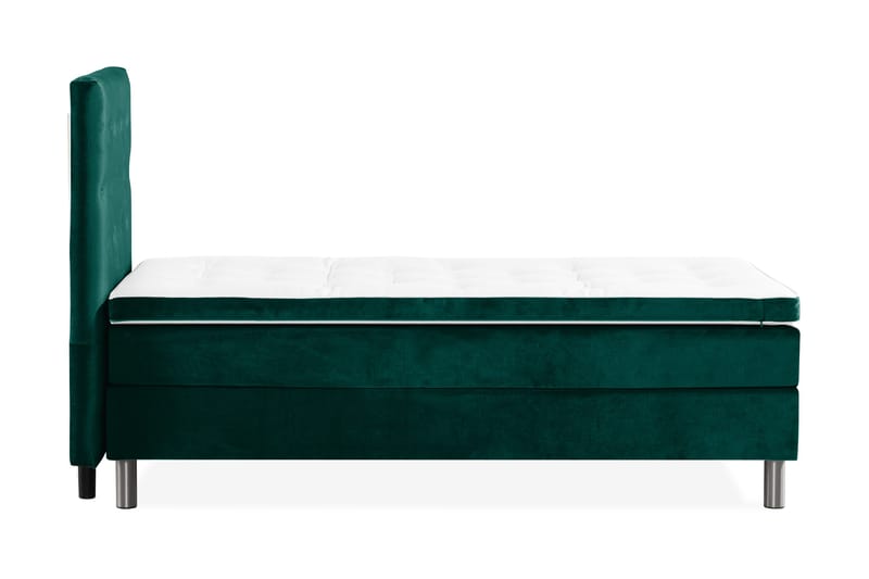 Ella sengepakke 90 x 200 cm med sengegavl med knapper - Mørkegrønn/Fløyel - Møbler - Senger - Komplett sengepakke