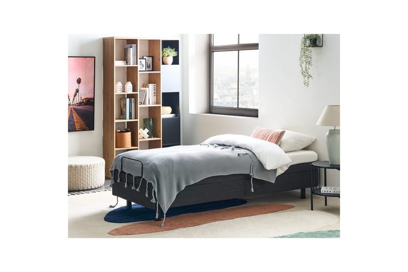 Enkelsäng Beliani Duke Beige-Svart Grey - Møbler - Senger - Enkeltsenger