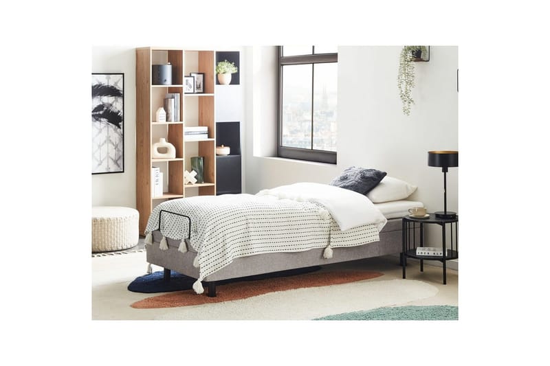 Enkelsäng Beliani Duke II Beige-Svart, 80x200 cm Grey - Møbler - Senger - Enkeltsenger