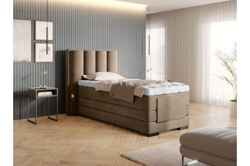 Banti Justerbar Kontinentalseng 90x200 cm - Beige - Møbler - Senger - Enkeltsenger