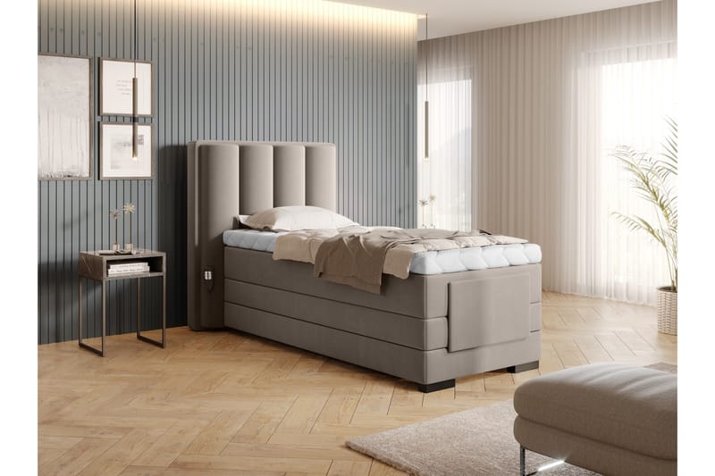Banti Justerbar Kontinentalseng 90x200 cm - Beige - Møbler - Senger - Enkeltsenger