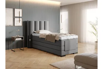 Banti Justerbar Kontinentalseng 90x200 cm - Grå - Møbler - Senger - Enkeltsenger