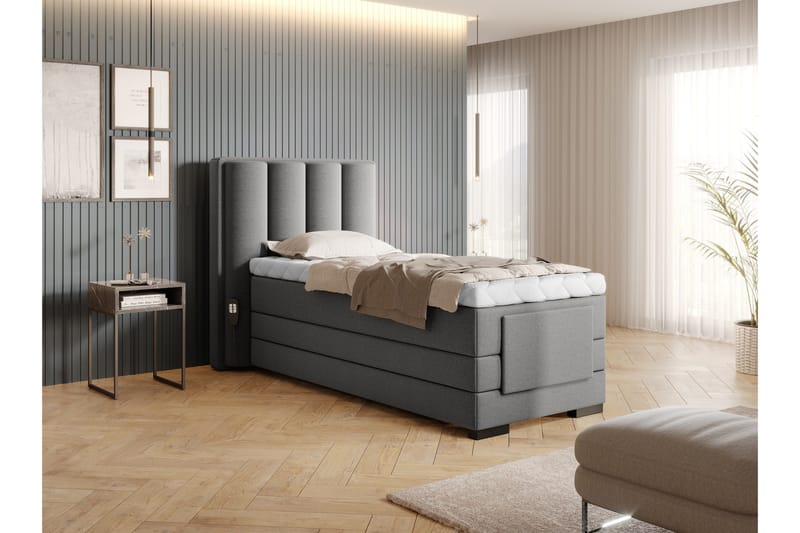 Banti Justerbar Kontinentalseng 90x200 cm - Grå - Møbler - Senger - Enkeltsenger