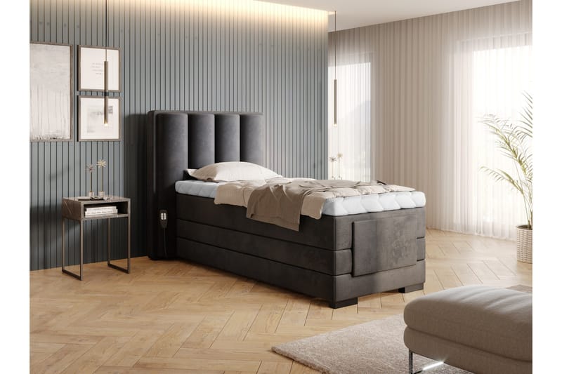 Banti Justerbar Kontinentalseng 90x200 cm - Grå - Møbler - Senger - Enkeltsenger