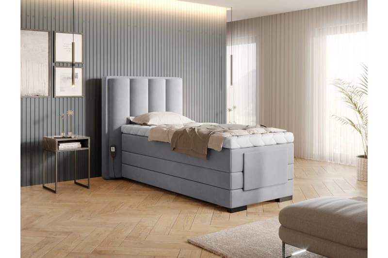 Banti Justerbar Kontinentalseng 90x200 cm - Grå - Møbler - Senger - Enkeltsenger